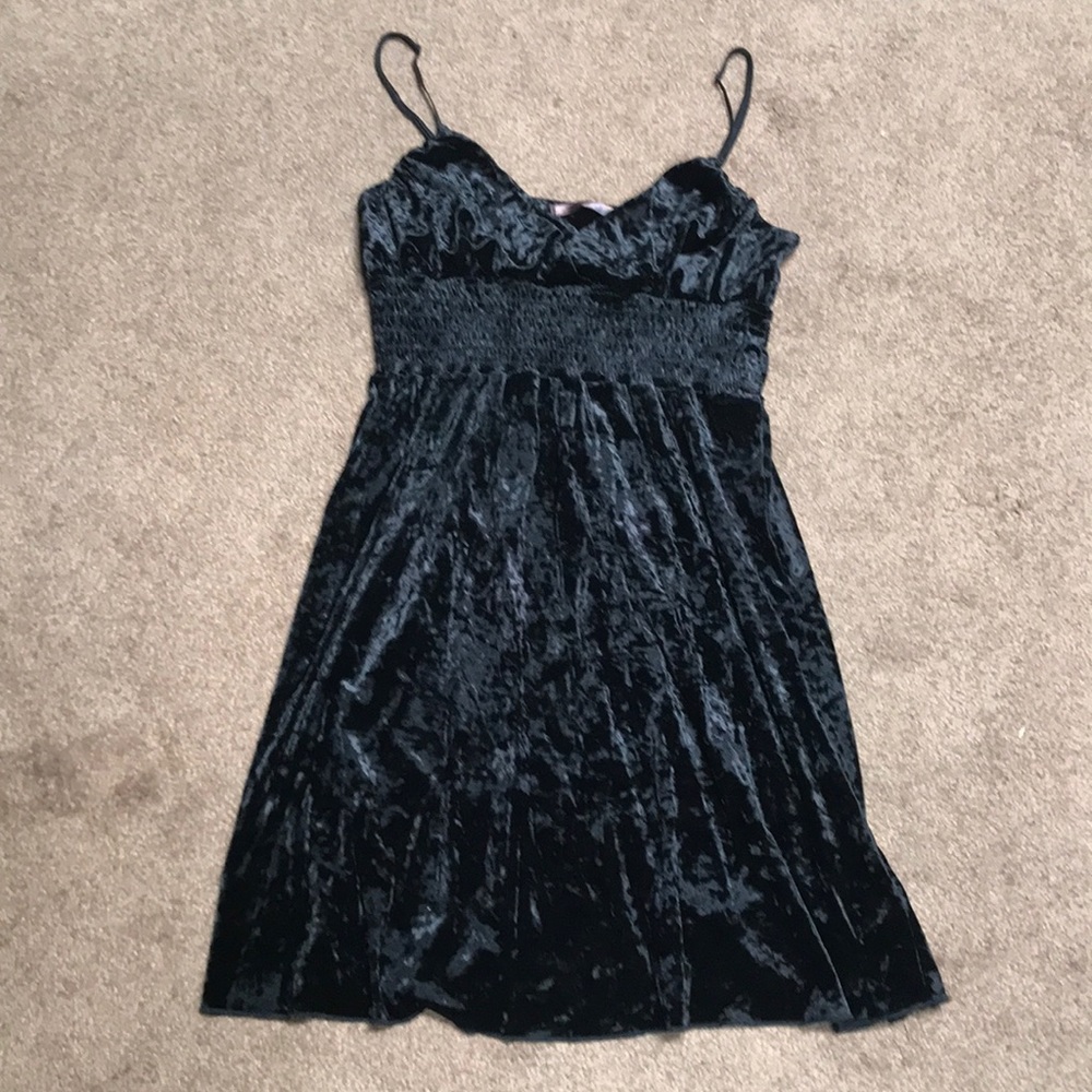 Vintage crushed velvet black mini dress